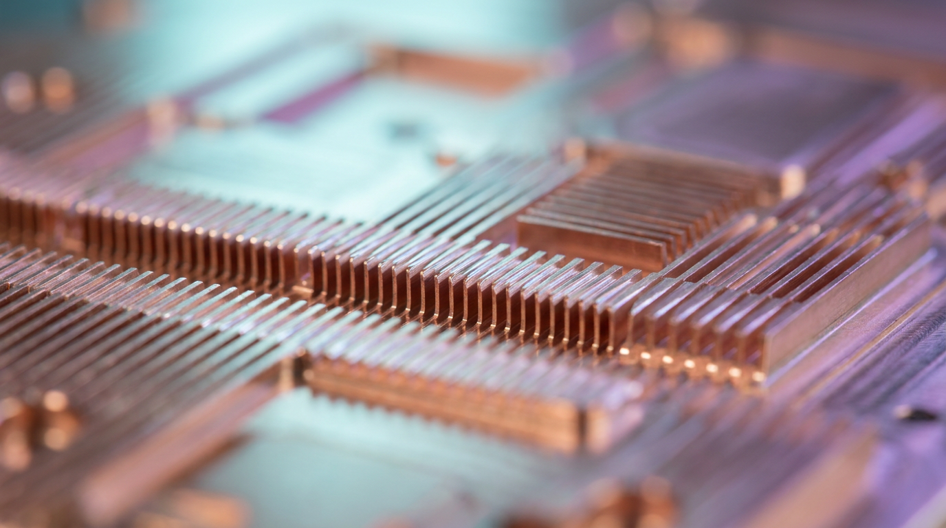 Macro industrial CNC skived copper micro-channels and aerospace heatsink fins